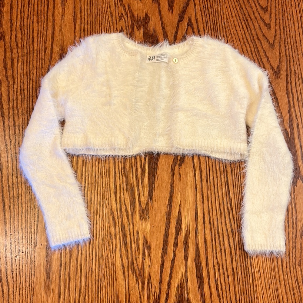 H&M White Soft Cropped Formal Sweater Size 4-6Y